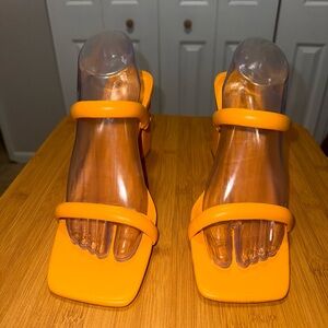 NWT New York & Company Bold Orange Heeled Sandals SIZE 11